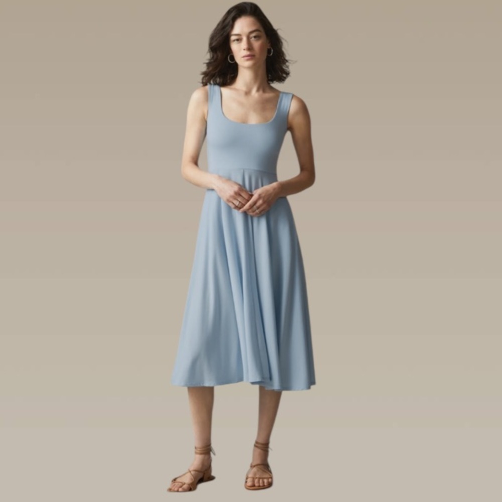 NWT Able Fit & Flare Supima Cotton Dress Light Blue, Size XL